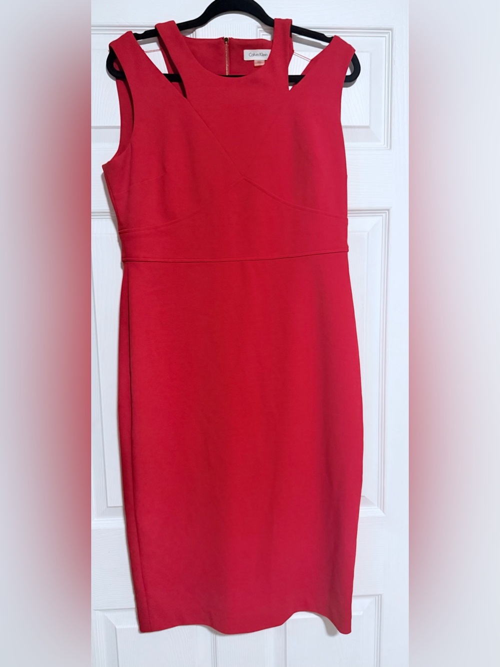 Calvin Klein Red Sleeveless Sheath Dress